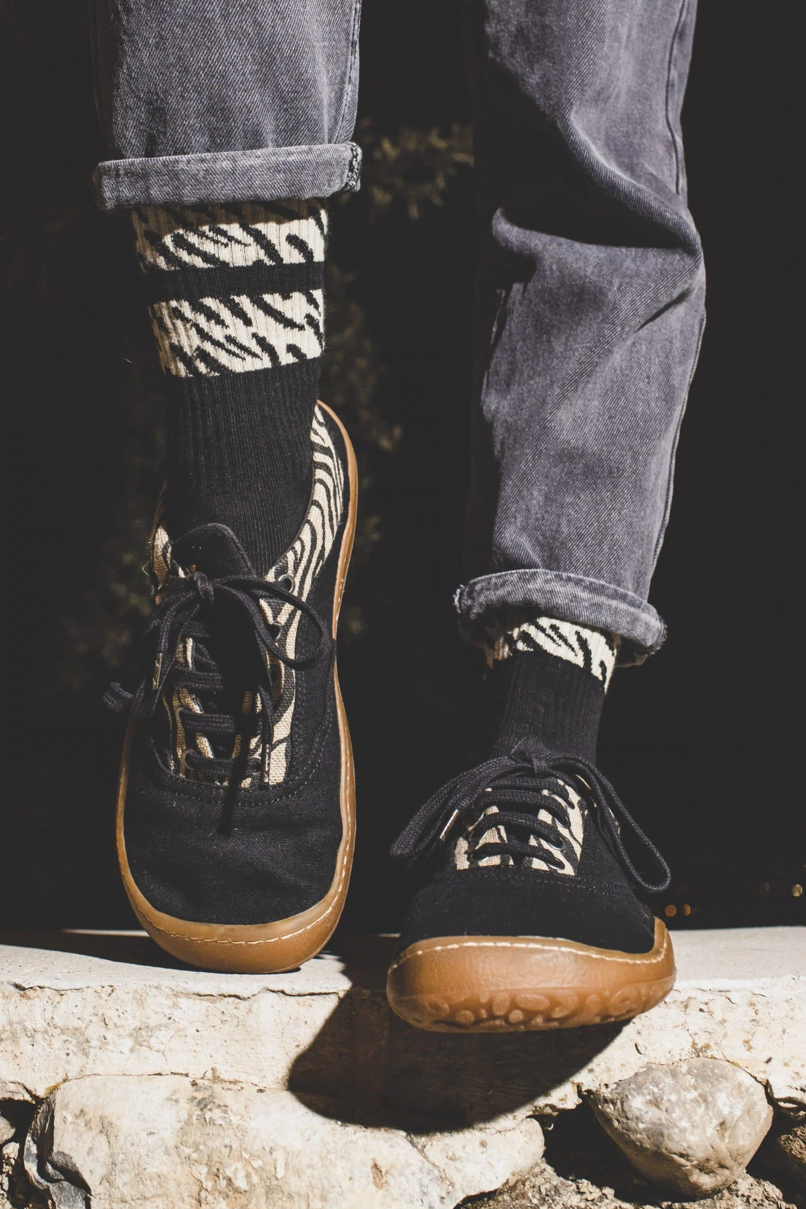 Босоногие кеды Sambas the bambas Cebra — чёрные с узором зебра, фото 2